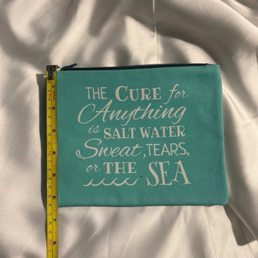 Beach Quote Zipper Pouch Cosmetic‎ Bag Aqua Travel Makeup Bag